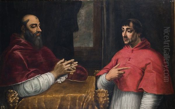 Doppelbildnis Von Clemens Vii. Als Papst Und Kardinal Giulio De Medici by Sebastiano Del Piombo