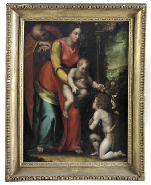 The Holy Family With Saint John The Baptist, The Flight Into Egypt Beyond Oil Painting by Sebastiano Del Piombo