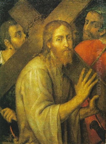 Cristo Portacroce Tra Due Sgherri Oil Painting by Sebastiano Del Piombo