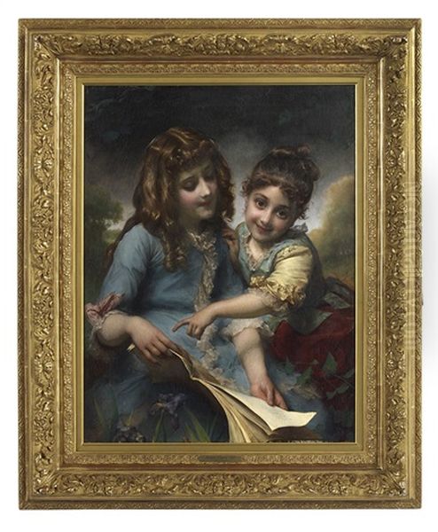 The Reading Lesson Oil Painting by Etienne Adolph Piot