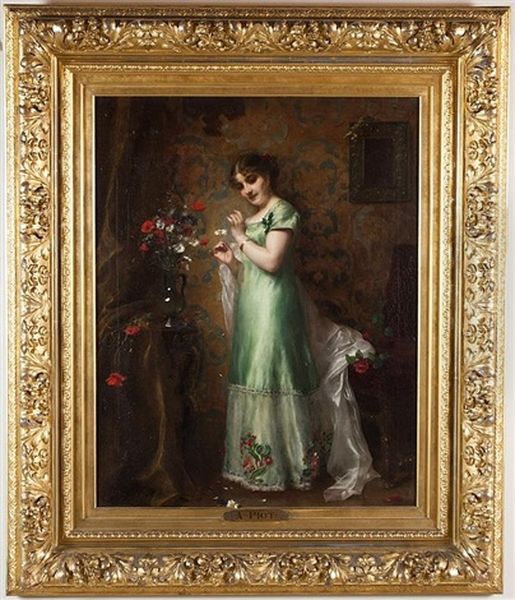 He Loves Me, He Loves Me Not Oil Painting by Etienne Adolph Piot