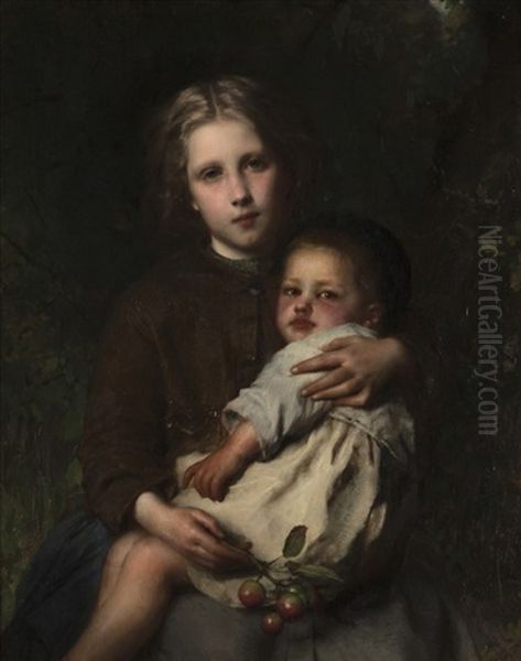 Sisterly Love Oil Painting by Etienne Adolph Piot