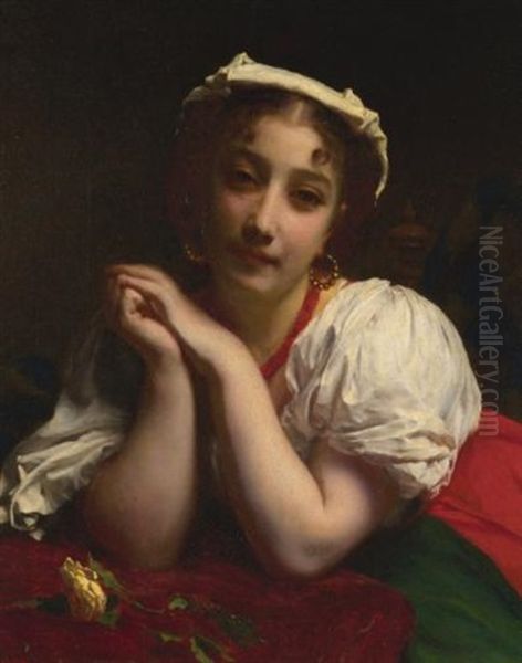 Young Italian Woman Oil Painting by Etienne Adolph Piot