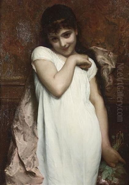 Portrait Of A Young Woman Oil Painting by Etienne Adolph Piot