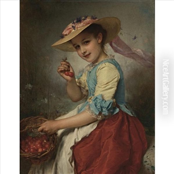 The Cherry Girl Oil Painting by Etienne Adolph Piot