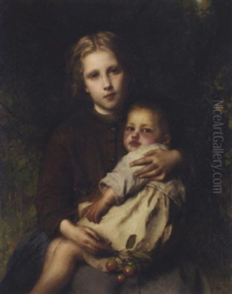 Sisterly Love Oil Painting by Etienne Adolph Piot