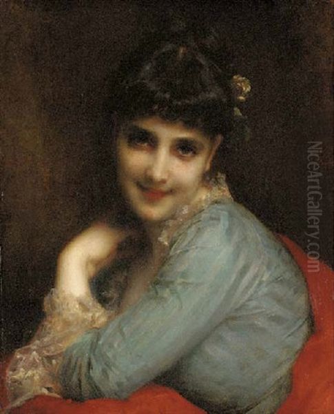 A Young Beauty Oil Painting by Etienne Adolph Piot