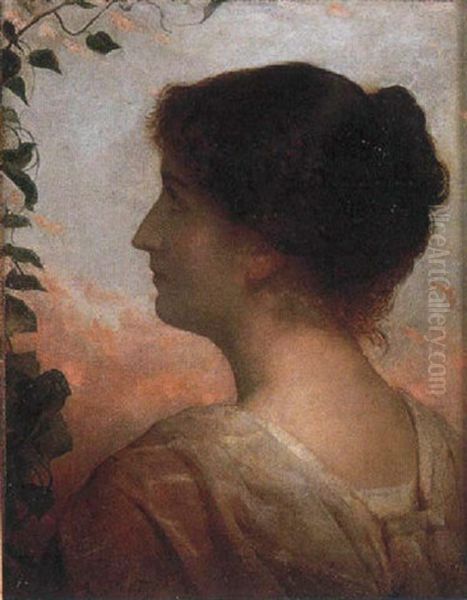 Profil De Femme Oil Painting by Etienne Adolph Piot