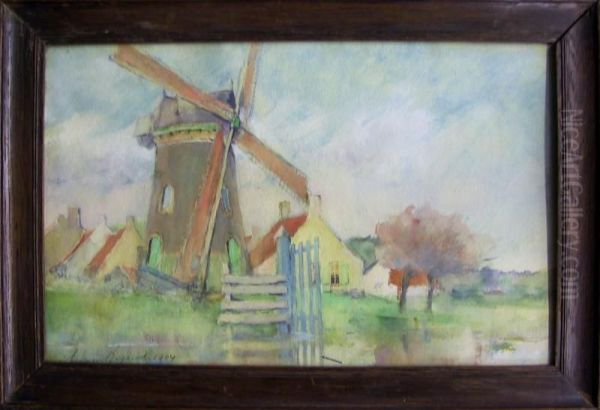 Windmolen Oil Painting by Herman Bogaerd