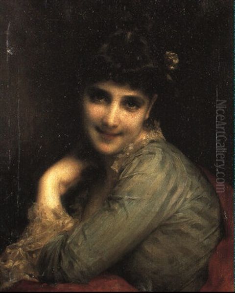 A Young Beauty Oil Painting by Etienne Adolph Piot