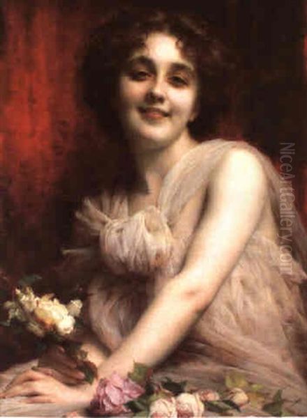 Portrait Of A Lady In Love Oil Painting by Etienne Adolph Piot