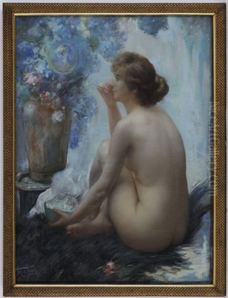 Baigneuse Aux Bulles De Savon Oil Painting by Louis Piot