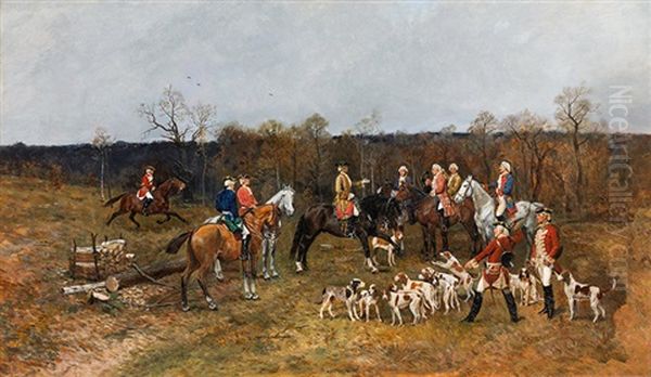 Courtly Hunting Society Oil Painting by Antoni Piotrowski