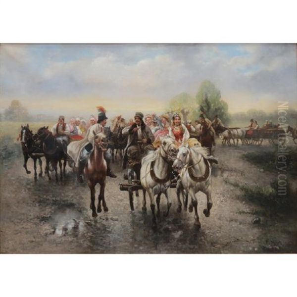 The Wedding Party Oil Painting by Antoni Piotrowski