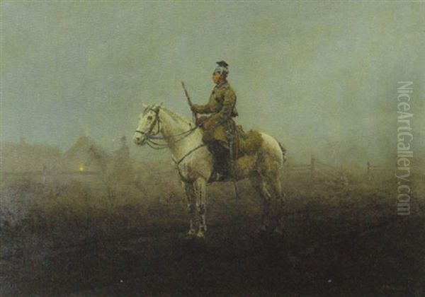 Wachposten Im Nebel Oil Painting by Antoni Piotrowski