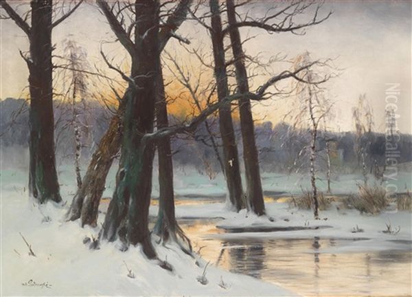 Winterlandschaft Oil Painting by Korwin Mieczysiaw Piotrowski