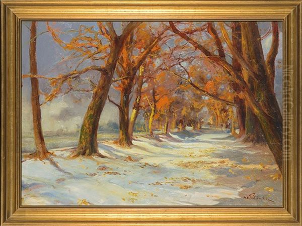 In Winter Sun Oil Painting by Korwin Mieczysiaw Piotrowski