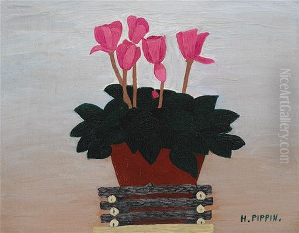 Cyclamen Oil Painting by Horace Pippin