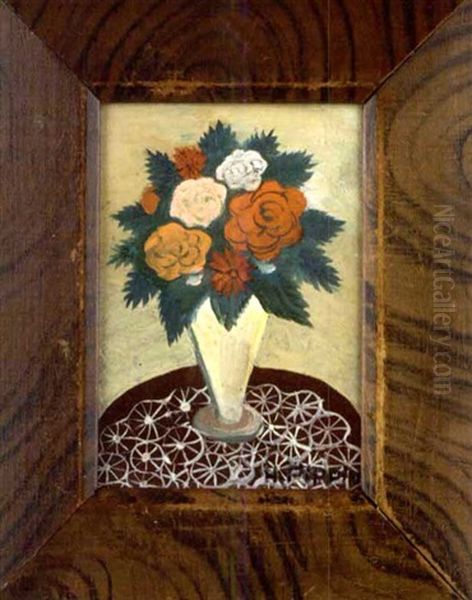 Still Life Of Flowers In A Vase Oil Painting by Horace Pippin