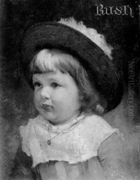 Rush/portrait Of A Child In A Plumed Hat Oil Painting by Rodolphe Piquet