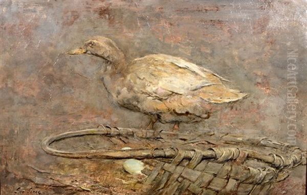 A Khaki Campbell Duck Oil Painting by Sir George Pirie