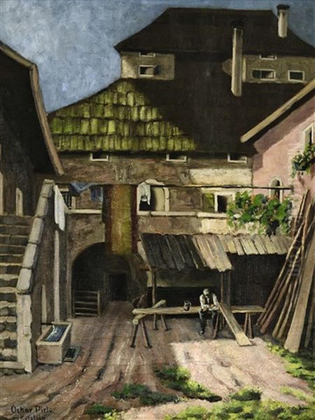 Rast Im Innenhof Oil Painting by Oskar Pirlo