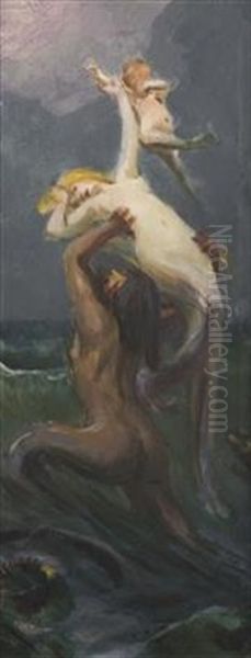 Nymph Abduction Oil Painting by Maximilian Pirner