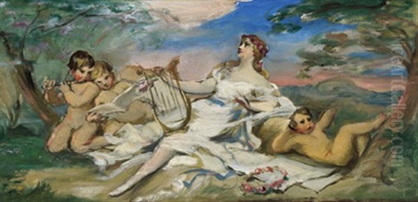 Allegorie Auf Die Musik Oil Painting by Adolf Pirsch