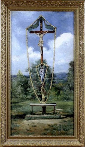 Roadside Shrine In May Oil Painting by Adolf Pirsch