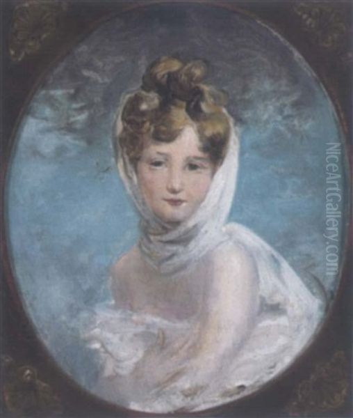 Portrait Einer Jungen Dame Mit Weisem Schleier Oil Painting by Adolf Pirsch