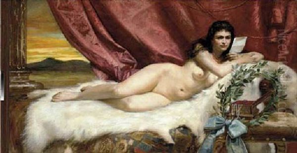 A Reclining Nude Oil Painting by Adolf Pirsch