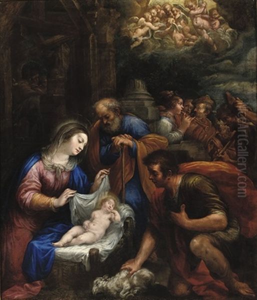 The Adoration Of The Shepherds Oil Painting by Vicenzo Pisanelli