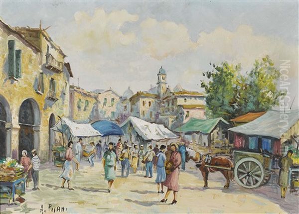 Mercato Napoletano Oil Painting by Angelo Pisani