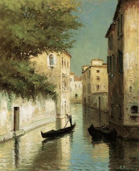 Italienische Kanalansicht Oil Painting by Angelo Pisani