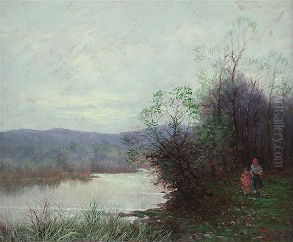 Passeggiata Lungo Il Fiume Oil Painting by Giovanni Pisano