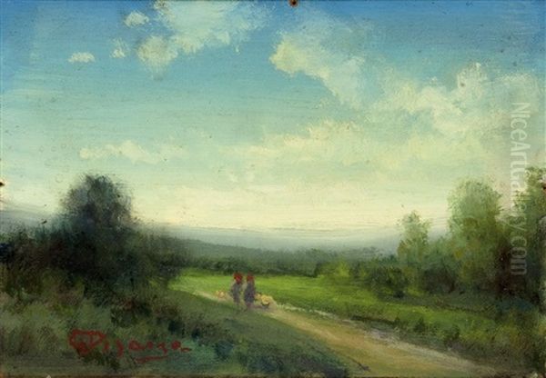 Paesaggio Campestre Con Pastorelle Oil Painting by Giovanni Pisano