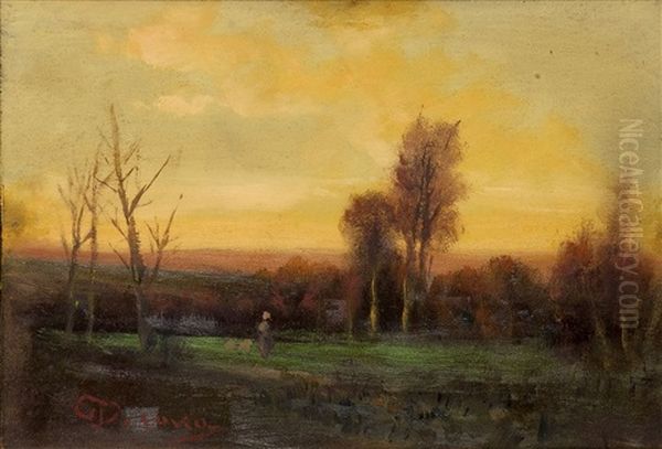 Paesaggio Campestre Con Figura Oil Painting by Giovanni Pisano