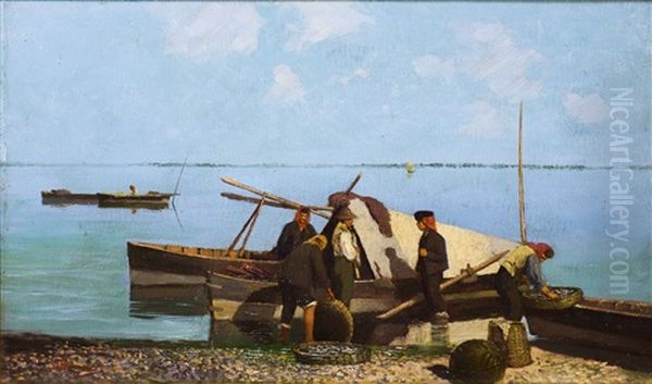 Pescatori Sulla Spiaggia Oil Painting by Giovanni Pisano