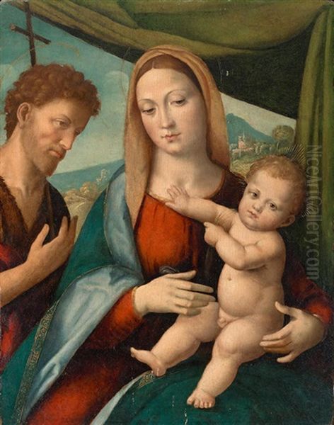 The Madonna And Child With Saint John The Baptist Oil Painting by Nicola Pisano