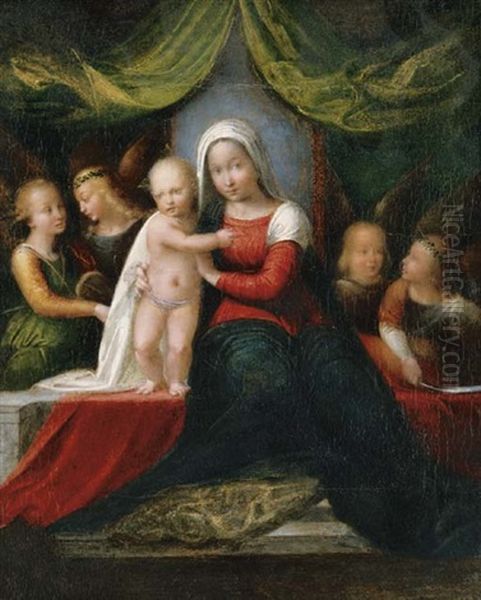 The Madonna And Child With Angels Oil Painting by Nicola Pisano