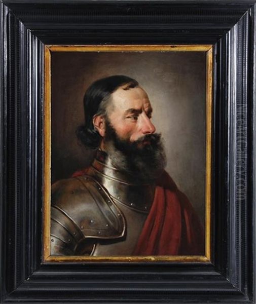 Portrait Of A Man In Armor (probably Francesco Maria I Della Rovere, Duke Of Urbino) Oil Painting by Carl Pischinger