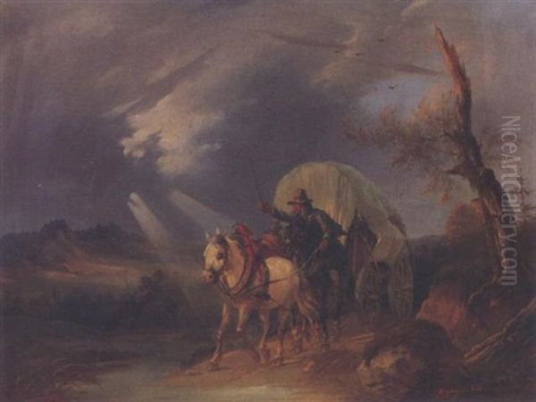 Vor Dem Gewitter Oil Painting by Carl Pischinger