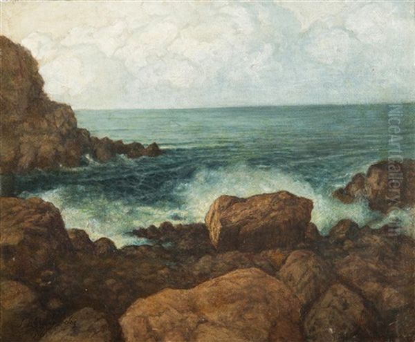 Sea Surf Oil Painting by Joseph Pisecky