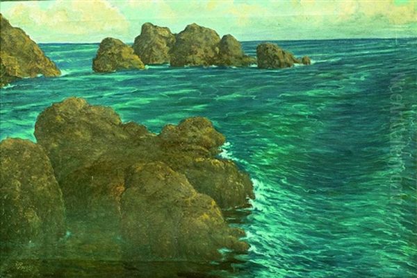 Sea At The Adriatic Oil Painting by Joseph Pisecky