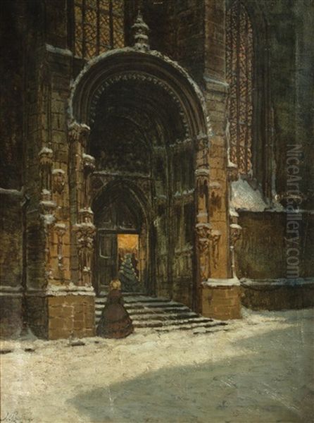 Vor Der Teinskirche Oil Painting by Joseph Pisecky