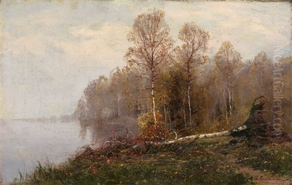 Mist. By The Lake Oil Painting by Aleksei Aleksandrovich Pisemsky