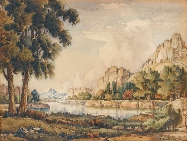 River Landscape Oil Painting by Konstantin Fedorov. Bogajewski