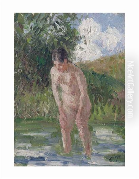 Baigneuse Les Pieds Dans L'eau Oil Painting by Camille Pissarro