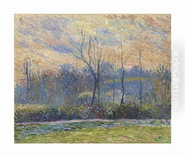 Soleil Couchant, Hiver Oil Painting by Camille Pissarro