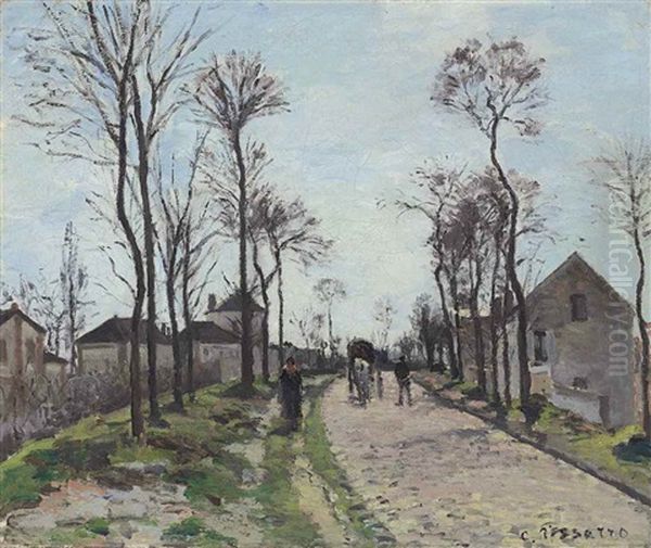 La Route De Saint-germain, Louveciennes Oil Painting by Camille Pissarro